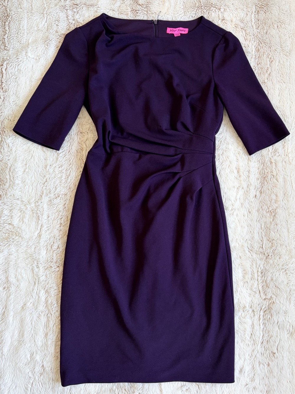 💜 Betsey Johnson Ruched Dress Plum Cocktail Bodycon Y2K Office Siren Business